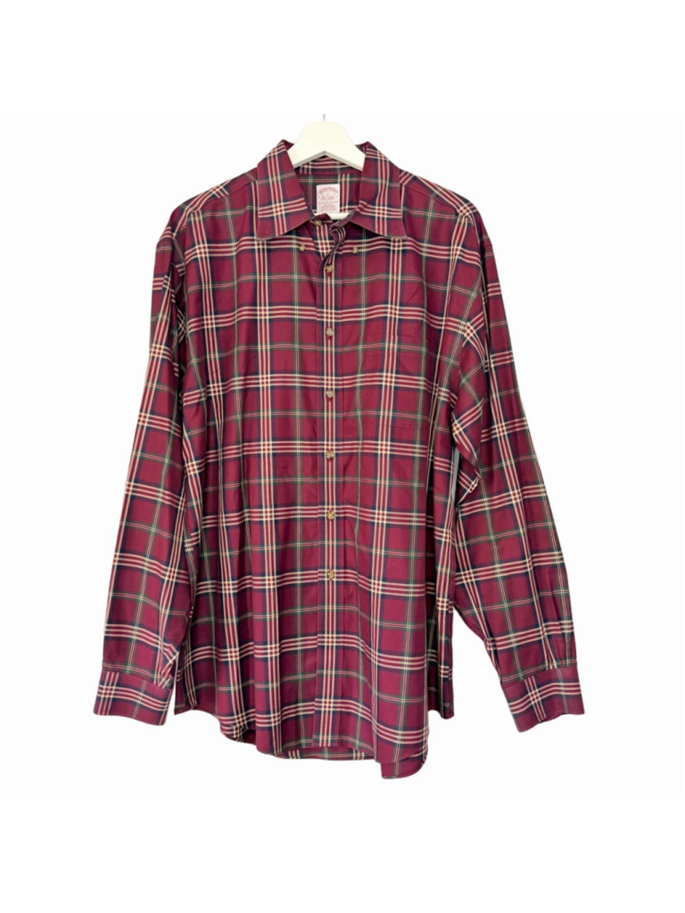 Brooks Brothers Plaid 100% Supima Cotton Button Down Shirt Non-Iron Men's Large